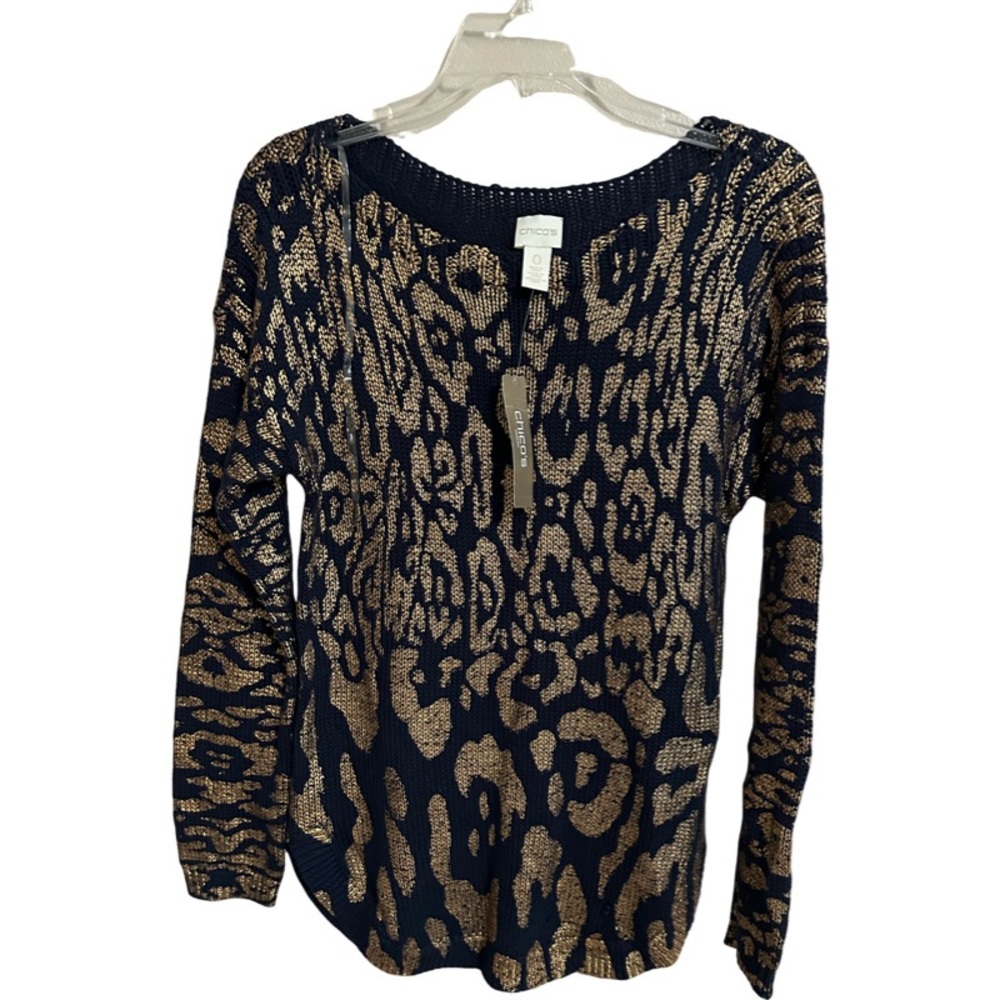Chicos Navy and Gold sweater